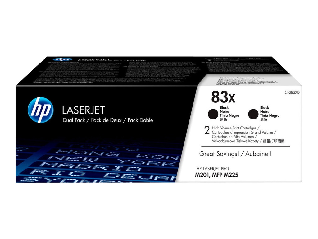 HP CF283X Negro Pack de 2 Cartuchos de Toner Originales - 83X