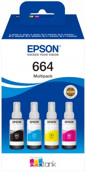 Epson 664 Pack de 4 Botellas de Tinta Originales C13T664640