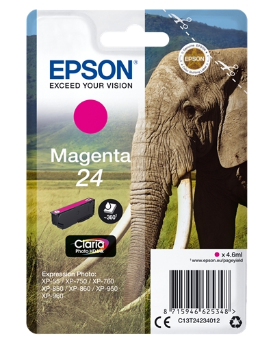 Epson T2423 (24) Magenta Cartucho de Tinta Original - C13T24234012