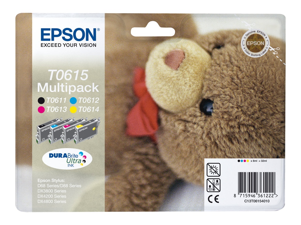 Epson T0615 Pack de 4 Cartuchos de Tinta Originales - C13T06144010