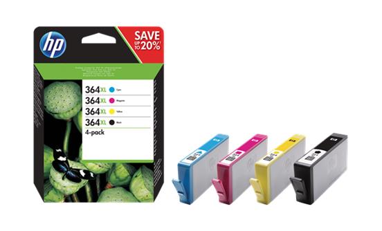 HP 364XL Pack de 4 Cartuchos de Tinta Originales - N9J74AE