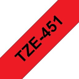 [BR-TZE451] Brother TZe451 Cinta Laminada Generica de Etiquetas - Texto negro sobre fondo rojo - Ancho 24mm x 8 metros