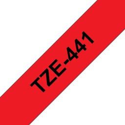 [BR-TZE441] Brother TZe441 Cinta Laminada Generica de Etiquetas - Texto negro sobre fondo rojo - Ancho 18mm x 8 metros