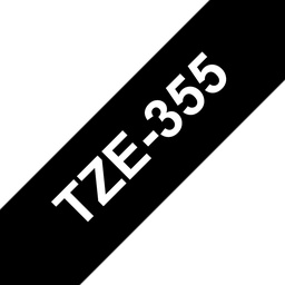 [BR-TZE355] Brother TZe355 Cinta Laminada Generica de Etiquetas - Texto blanco sobre fondo negro - Ancho 24mm x 8 metros