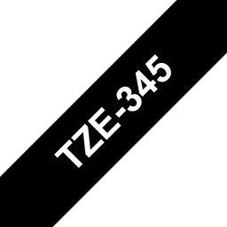 [BR-TZE345] Brother TZe345 Cinta Laminada Generica de Etiquetas - Texto blanco sobre fondo negro - Ancho 18mm x 8 metros