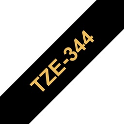 [BR-TZE344] Brother TZe344 Cinta Laminada Generica de Etiquetas - Texto dorado sobre fondo negro - Ancho 18mm x 8 metros