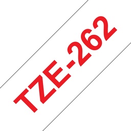 [BR-TZE262] Brother TZe262 Cinta Laminada Generica de Etiquetas - Texto rojo sobre fondo blanco - Ancho 36mm x 8 metros