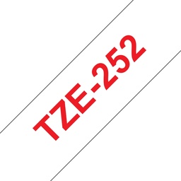 [BR-TZE252] Brother TZe252 Cinta Laminada Generica de Etiquetas - Texto rojo sobre fondo blanco - Ancho 24mm x 8 metros