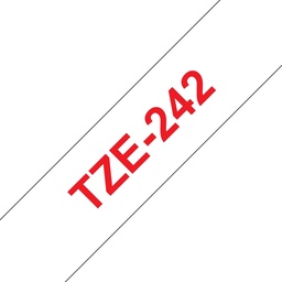 [BR-TZE242] Brother TZe242 Cinta Laminada Generica de Etiquetas - Texto rojo sobre fondo blanco - Ancho 18mm x 8 metros