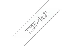 [BR-TZE145] Brother TZe145 Cinta Laminada Generica de Etiquetas - Texto blanco sobre fondo transparente - Ancho 18mm x 8 metros