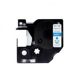 [DYR-45011] Dymo D1 45011 Cinta de Etiquetas Generica para Rotuladora - Texto azul sobre fondo transparente - Ancho 12mm x 7 metros - Reemplaza S0720510