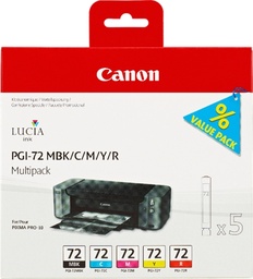 [6402B009] Canon PGI72 Pack de 5 Cartuchos de Tinta Originales - Negro Mate, Cyan, Magenta, Amarillo, Rojo - 6402B009