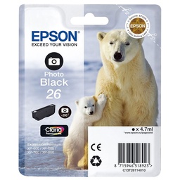 [C13T26114012] Epson T2611 (26) Negro Photo Cartucho de Tinta Original - C13T26114012