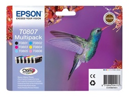 [C13T08074011] Epson T0807 Pack de 6 Cartuchos de Tinta Originales - C13T08074011