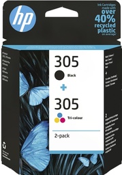 [6ZD17AE] HP 305 Negro + Color Pack de 2 Cartuchos de Tinta Originales - 6ZD17AE