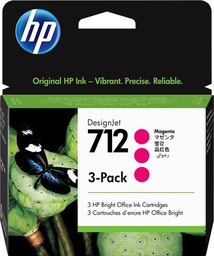 [3ED78A] HP 712 Magenta Pack de 3 Cartuchos de Tinta Originales - 3ED78A