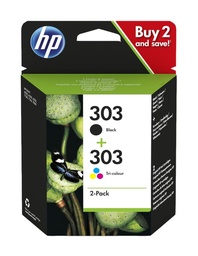 [3YM92AE] HP 303 Negro + Color Pack de 2 Cartuchos de Tinta Originales - 3YM92AE