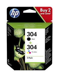 [3JB05AE] HP 304 Negro + Color Pack de 2 Cartuchos de Tinta Originales - 3JB05AE